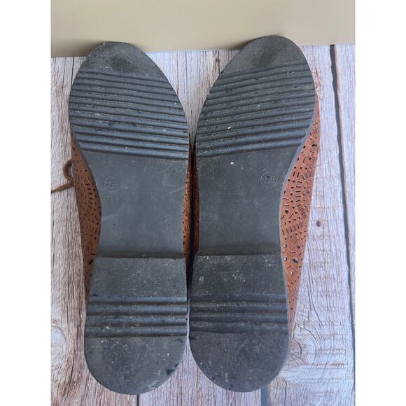 Authentic Vintage Brown Leather Tie Loafers Leather Craft 7.5 - Picture 3 of 3